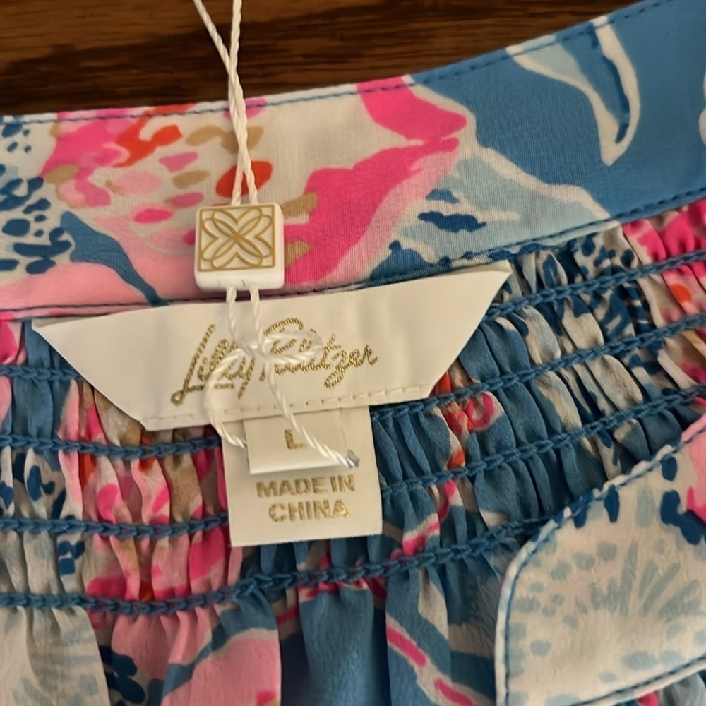 Lilly Pulitzer Elsa Silk Top in Multi Bahamian Rhapsody size large NWT - Picture 5 of 9